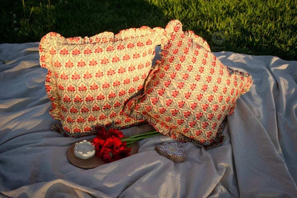 Marigold Trellis with Handcrafted Ruffle Edge