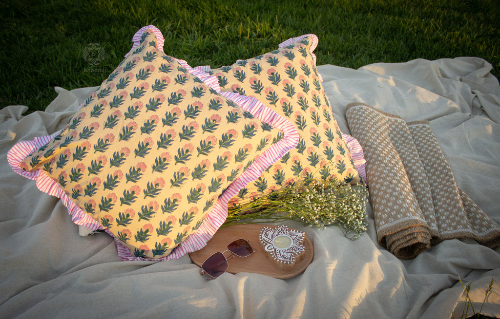 Golden Meadow with Pink Ruffled Edge